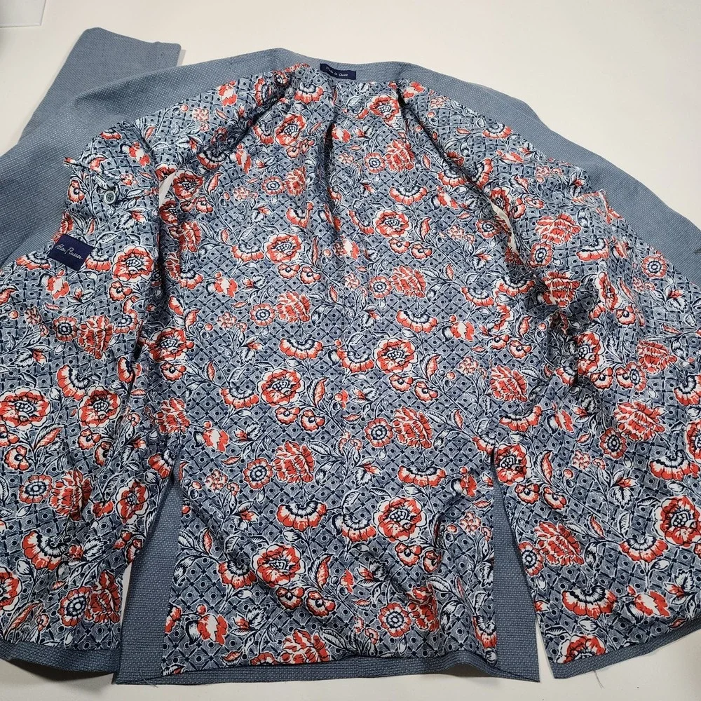 ALAN‎ FLUSSER blazer Blue With Floral Lining MENS (XL)